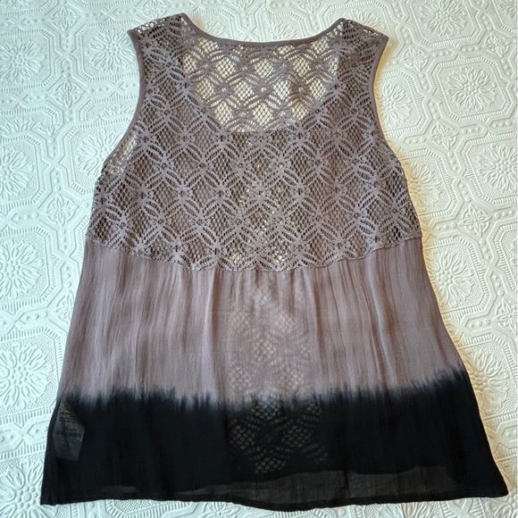 Cream Sleeveless Purple & Black Ombré Top Sz 38 EUC - Picture 4 of 11